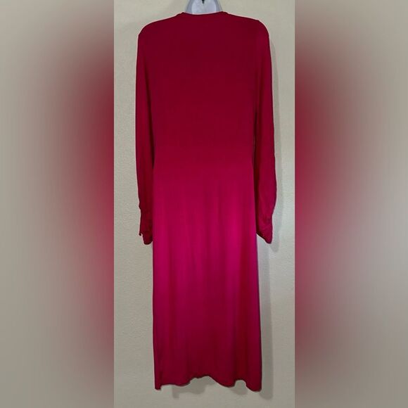 FP Beach Long tie Sleeve Maxi Split hem Dress size XSTP Pink Rose oversized - Picture 4 of 8